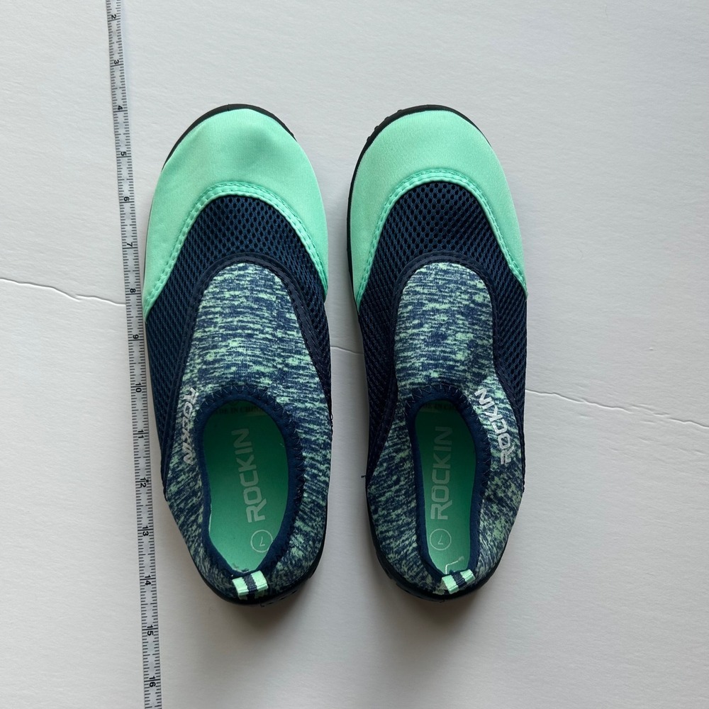 Rockin Water Shoes Teal Navy Mesh Slip On‎ Size 7
